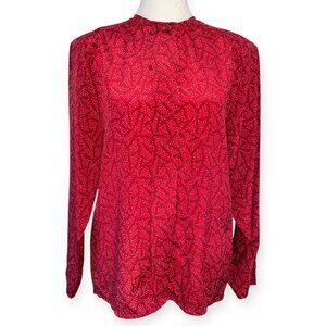 Vintage Oscar De La Renta Red Blouse Long Sleeve Top Size 4
